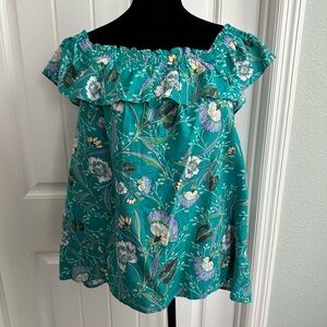 Loft petite Large ruffle neck top. NWT